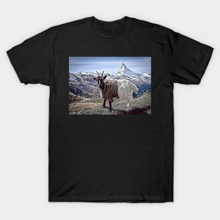 Matterhorn and Goat, Zermatt, Switzerland, T-Shirt